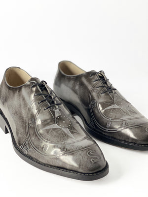 Oxford Men Shoe, Man Oxford Shoe, Plain Toe Oxford, Plain Toe Shoe, Custom Made Shoes In New York, NYC Boutique Shoe Store, NYC Custom-Made Shoe, NYC Shoes Store, Silver Shoe, Gray Oxford Shoe, Gray Shoe For Men, Men Leather Shoe, Man Leather Shoe, Leather Shoes NYC, Custom Made Shoe, New York City Custom Made Shoe, Free Shipping NYC, Jebranco New York, NYC, Tooled Print, Silver Oxfords, Gray Oxford, Grey Oxford, Compass Shoe, Compass Print Shoe