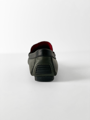 The Classic Gray/Grey Moccasin Leather Slipper Shoe Jebranco New York NYC With Red Sheepskin Lining, Rubber Soles, Whipstitch Details At Toe, Classic Woven Styling, And Moc-toe moccasin with saddle bit. The Moccasin is made entirely out of the softest, most comfortable, breathable and durable leather. Men Moccasin Slipper Shoe, Man Moccasin Slipper Shoe, Boat Shoe, Leather Shoe, NYC Shoe Store, NYC Online Shoe Store, Slippers, Slipper Shoe. Custom Made Shoe In NYC. Gray Moccasin Slipper Shoe.