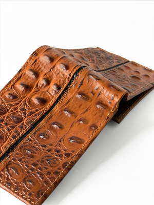 Leather Passcase Wallet, Leather Wallet, Custom Made Wallet, Handmade Wallet, Tan Leather Wallet, NYC Accessory, Fashion Accessory, Men Accessory, Man Accessory, Jebranco New York, NYC Boutique, Jebranco Accessory, Free Shipping NYC, New York City Online Store, NYC Shoe Store, Crocodile Leather, Alligator Leather, Fold Closure Wallet